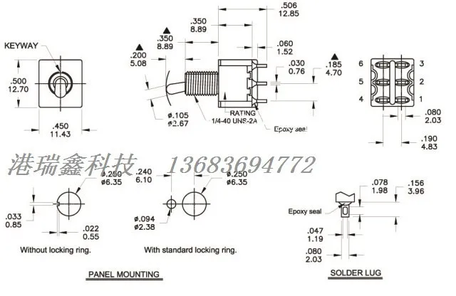 [SA] T8011 двойной шесть футов два транша M6.35 короткая ручка маленький тумблер Q11 taiwan Deli Wei 1MD1 качал головой- 50 шт