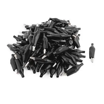 100 шт. пластиковые изолированные зажимы Аллигаторы длиной 45 мм|metal black|metal connectormetal