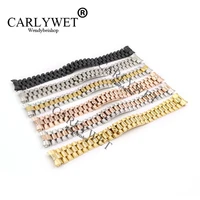 carlywet 20mm silver black middle gold solid curved end screw link stainless steel wrist watch band bracelet for president