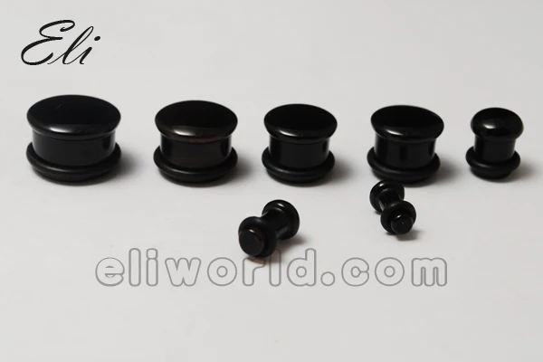 Розничная продажа 1 шт. отдельные расклешенные серьги с черным агатом 4-16 мм