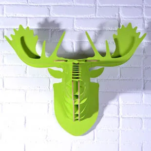 Настоящая резная 3D искусственная древесина лосиная голова подвесное украшение