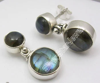 LABRADORITE Chanti Международный серебряный Кабошон красный гранат 2 драгоценных камней красивые шпильки почтовые серьги - Окраска металла: LABRADORITE
