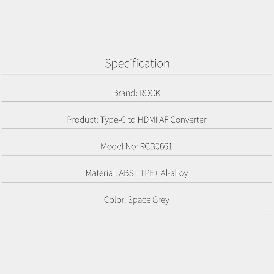 ROCK usb type C к HDMI Кабель-адаптер USB-C к HDMI адаптер конвертер «Папа-мама» для MacBook Matebook samsung S10 huawei P20