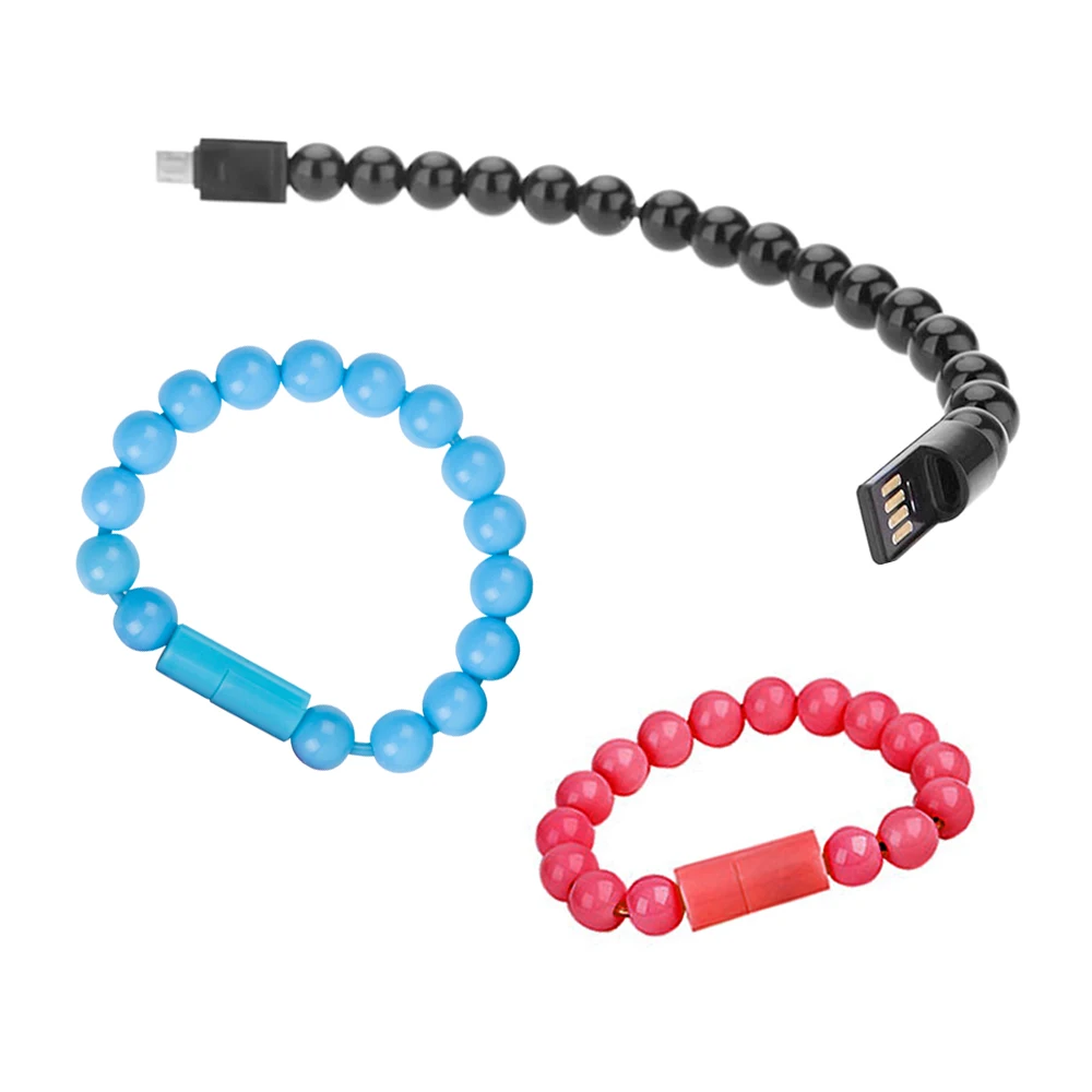 Переносной зарядный Браслет USB с бусинами кабель портативный usb-телефон зарядное