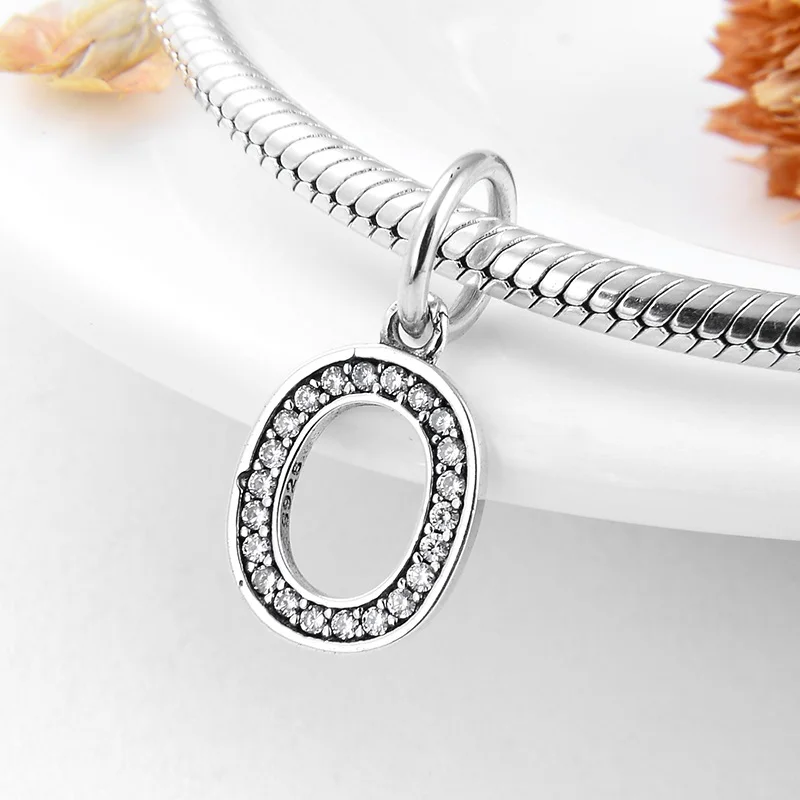 O Подвеска pandora, серебро 925, браслет, настоящее 925 пробы, серебряный, модный, с буквами A to Z, очаровательный Бисер для изготовления ювелирных изделий - Цвет: O
