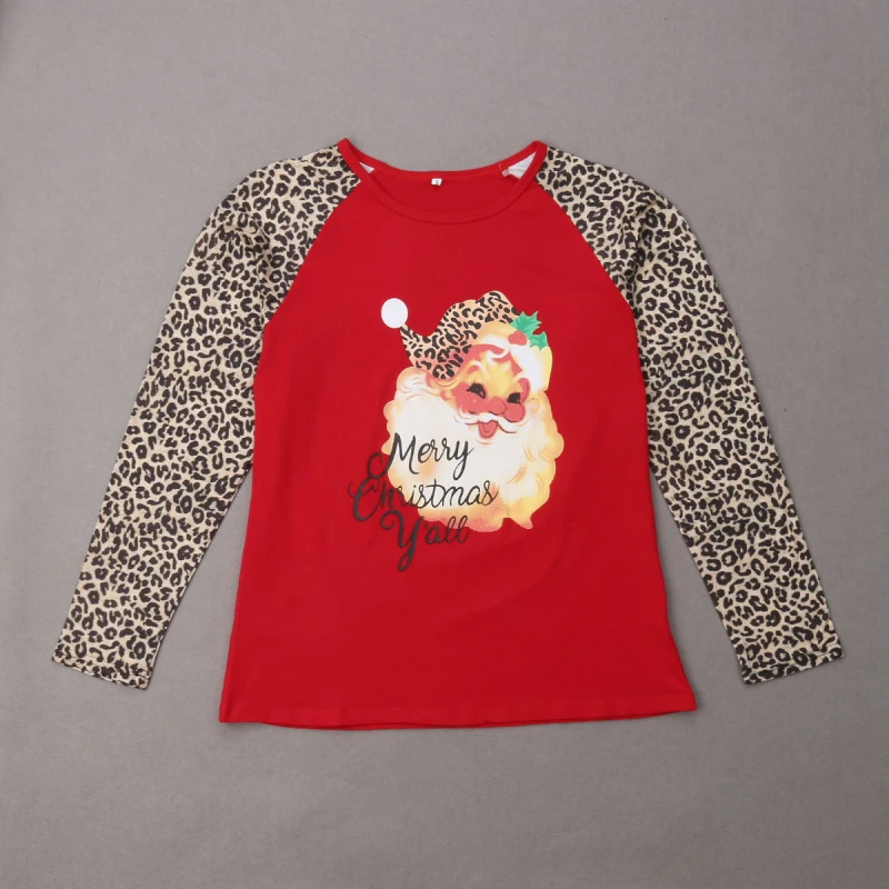 Family Matching Outfits Women Kids Xmas Santa Claus Tops Christmas Tee T-Shirt Blouse