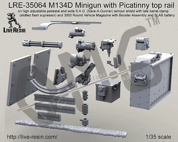 В наличии Live Resin LRE 35064 1/35 M134D Minigun с верхней рейкой Пикатинни|Наборы для сборки