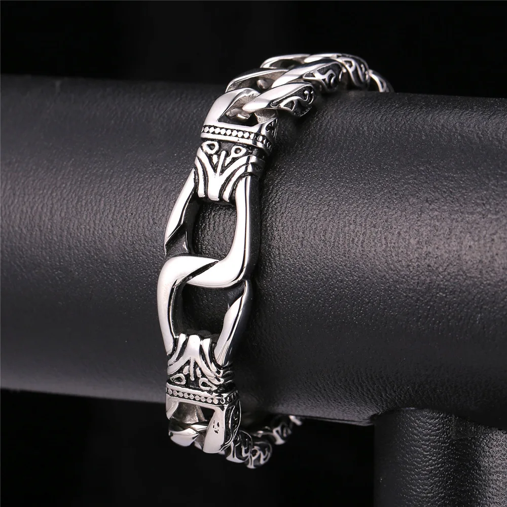 Панк Для мужчин золото большой тяжелый браслет кольцо обручальное в виде цепи 15