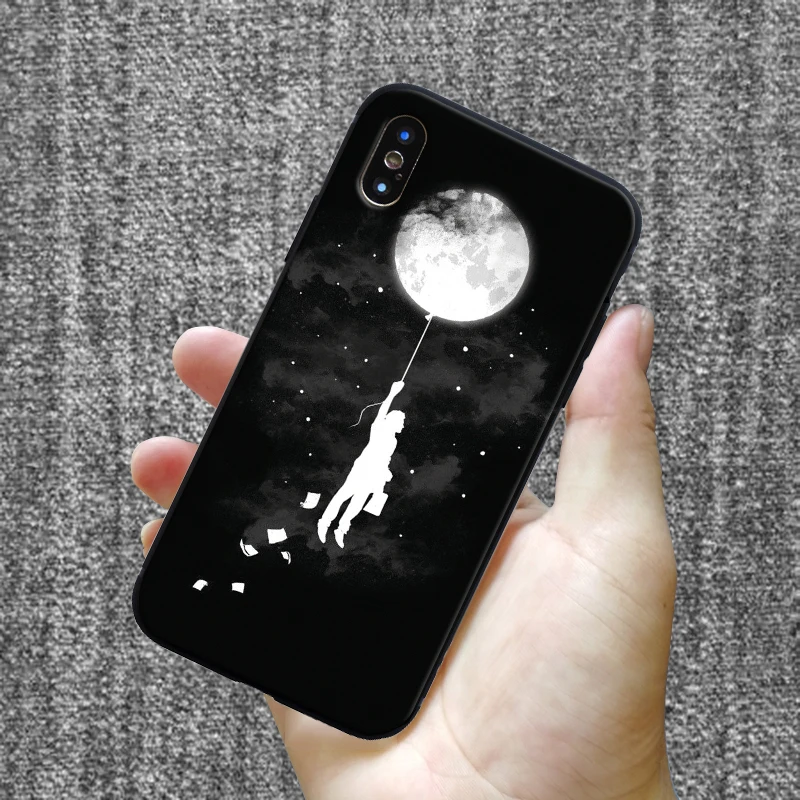 Модный силиконовый чехол с узором для iPhone 11 pro 7 6 6S 8 Plus X 5 S 5S SE XS Max XR матовый чехол для мобильного телефона с изображением Звезды Луны