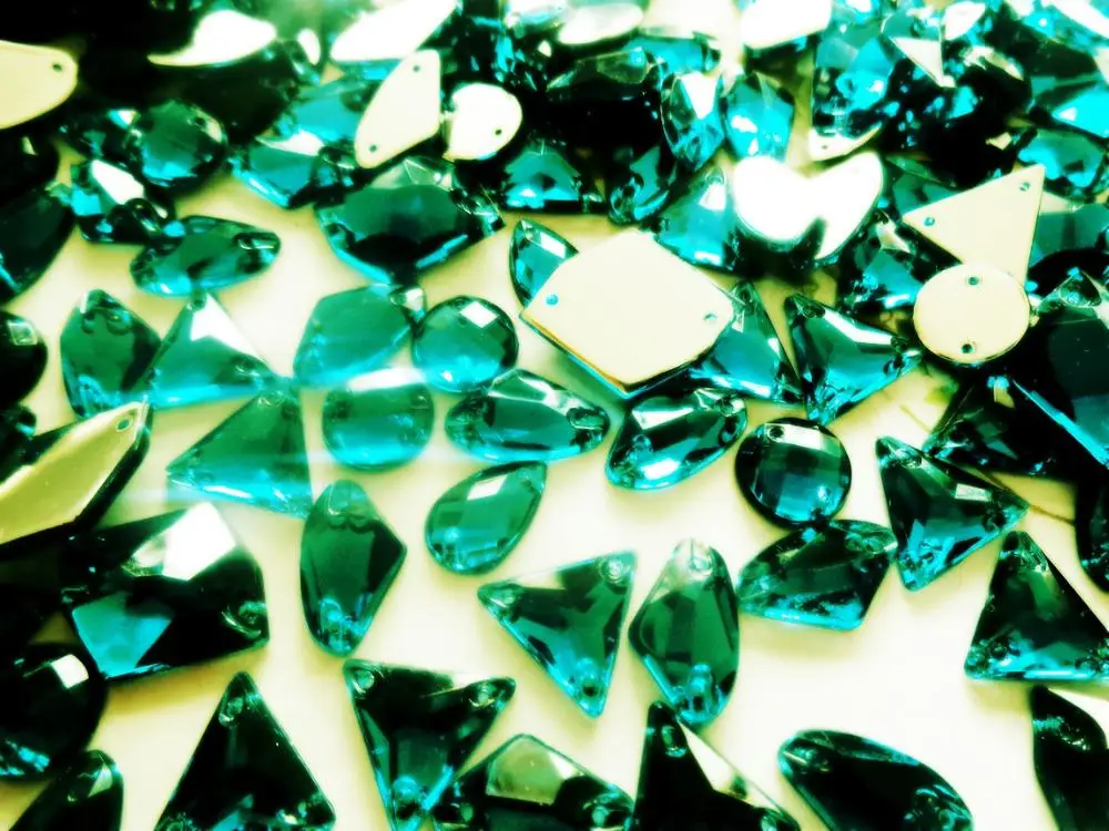 300 шт смешанные формы размер зеленый-синий драгоценный камень кристалл пришить