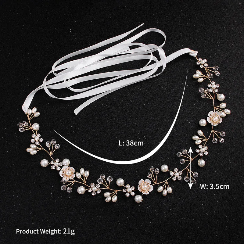 

SLBRIDAL Handmade Wired Rhinestones Crystals Pearls Flower Wedding Headband Bridal Hair Vine Hair Accessories Bridesmaids Women