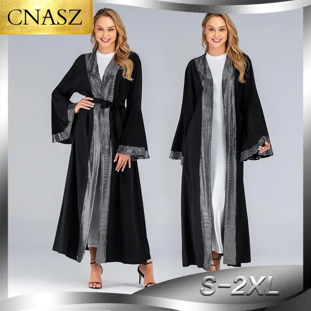 Luxurious Femme Kimono Kaftan Handstudded Robe Dubai Islam Muslim Hijab Dress Abayas Caftan Marocain Qatar Oman Turkey Clothing |