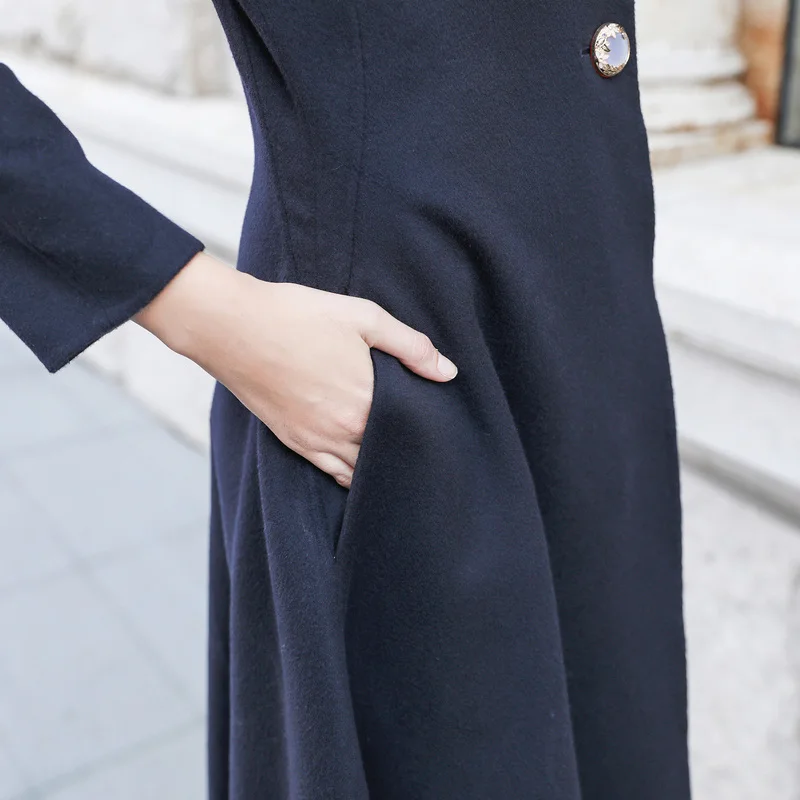 VOA зимнее теплое детское кашемировое пальто женское роскошное длинное с