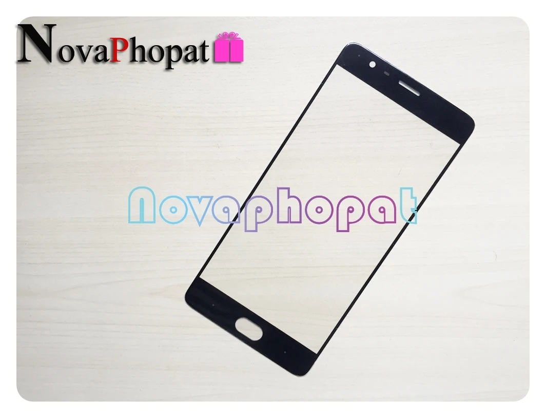 Novaphopat Черная передняя внешняя стеклянная панель для Oneplus 1 + 3 три A3000 стеклянный