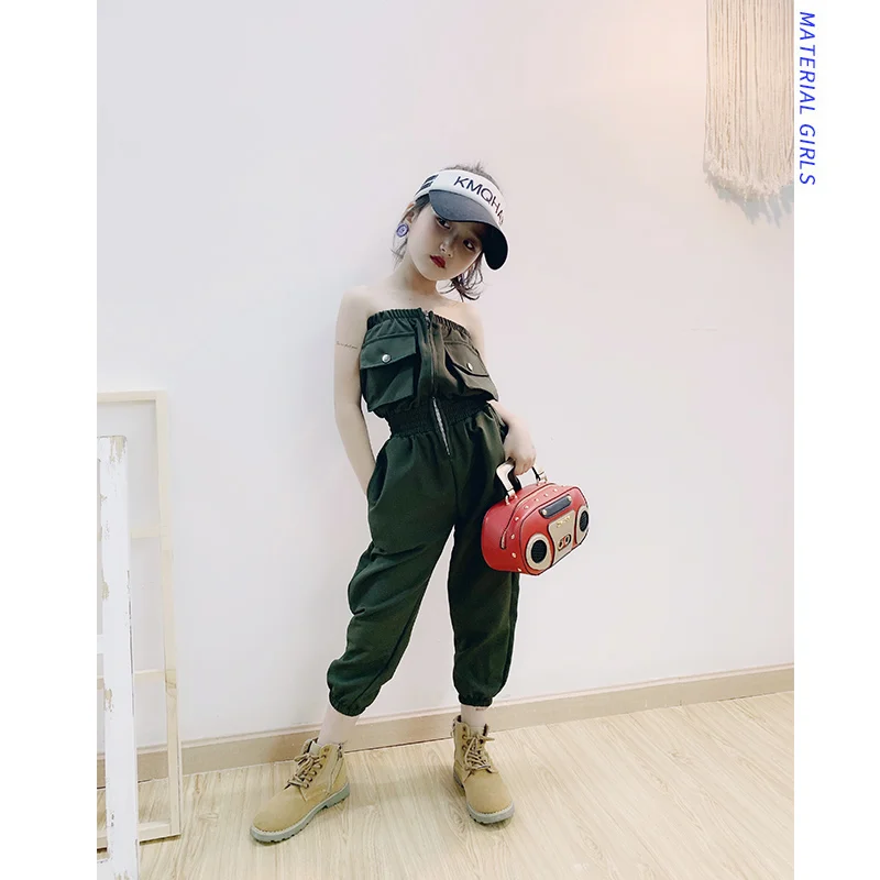 Летний комбинезон для девочек Новинка 2019 года детский топ без пятки повседневные