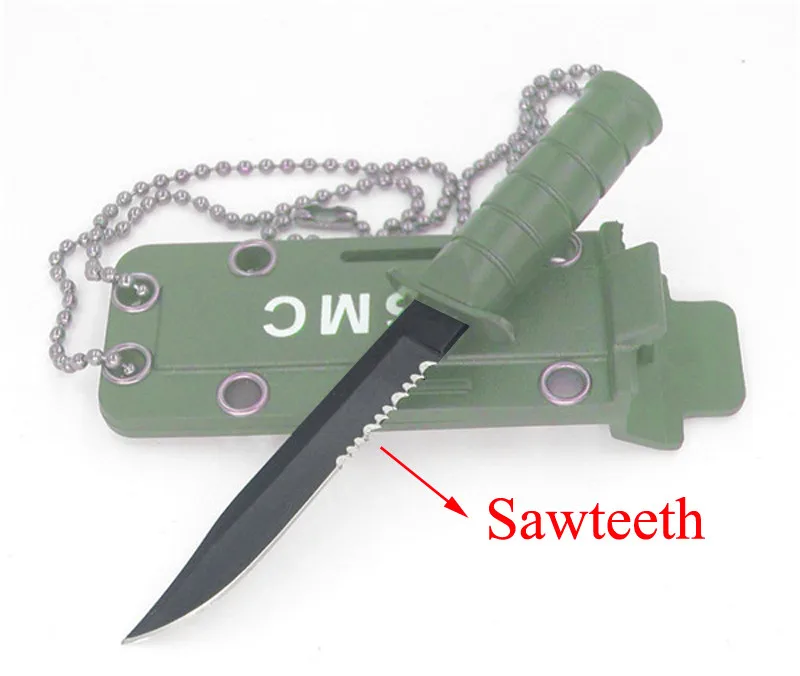 Army green Serrated Портативное мини-ожерелье лезвие Фруктовый нож лагерь на открытом воздухе Охота Выживание поход Edc Карманный ящик для самообороны письмо посылка открытие Открыватель - Цвет: Army green Serrated