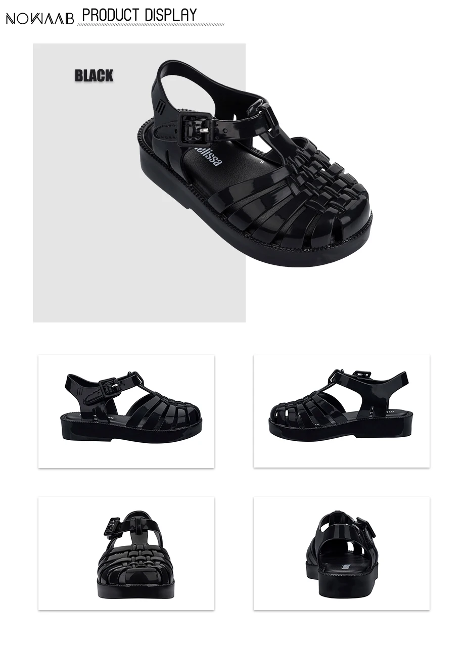 Mini Melissa/оригинальные римские сандалии для девочек г. летние прозрачные сандалии для мальчиков Melissa/детские сандалии пляжная обувь Нескользящая обувь для малышей