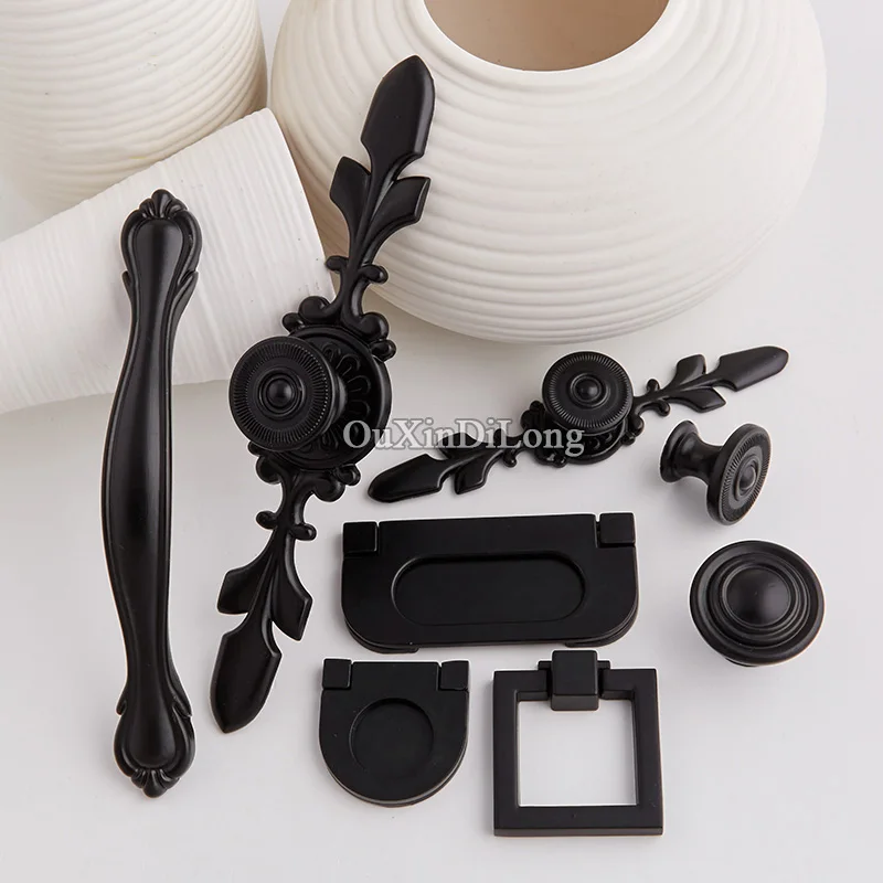 

Classic Black 10PCS European Vintage Kitchen Door Furniture Handles Cupboard Drawer Wardrobe Shoe Cabinet Pulls Handles & Knobs