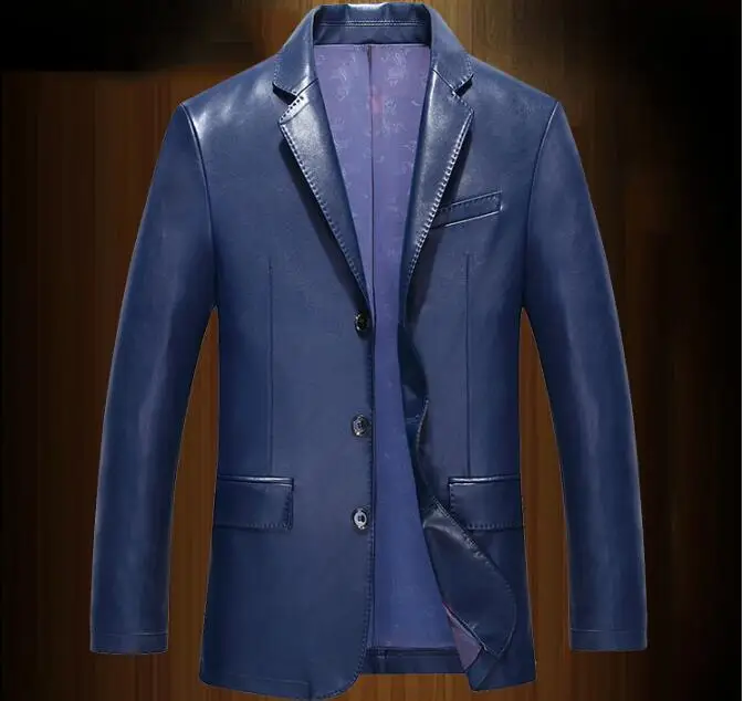 

M--3XL HOT Winter Men's New Leisure Fashion Suit collar thin body PU coat