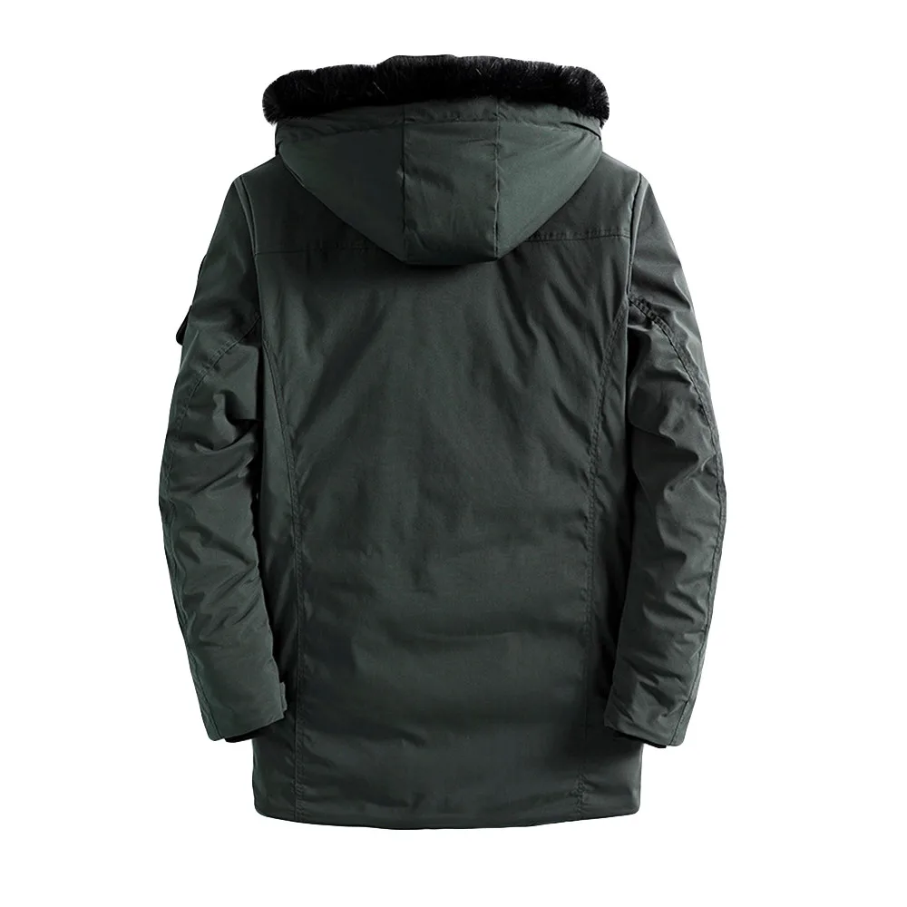 Mens Winter Medium Length Zipper Hoodie Thickened Wind Proof Cotton Outwear Winner Warm Color Coat Drop Shipping | Мужская одежда