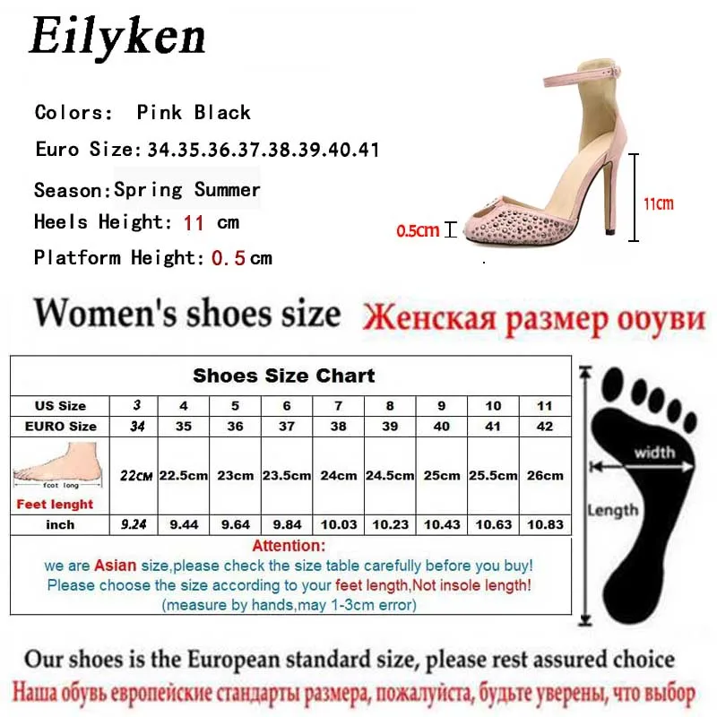 Eilyken/Женская обувь на высоком каблуке; дизайнерские туфли-лодочки на шпильке с заклепками; пикантные женские Босоножки с открытым носком; обувь принцессы для вечеринок с ремешком и пряжкой