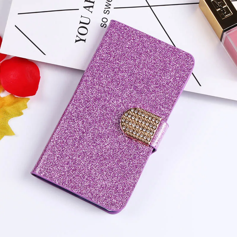 QIJUN Блестящий флип-чехол с подставкой для samsung Galaxy Ace 4 Lite G313H SM-G313F Ace4 Neo G318H 4,0 ''чехол-кошелек для телефона - Цвет: Purple With diamond