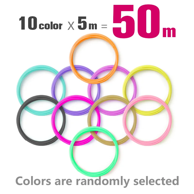 10color 5M total 50M PLA 1,75 мм нить 20 цветов 3d печать pla 1,75 мм 3d Ручка пластик 3d Принтер abs нити 3d ручки abs экологическая безопасность - Цвет: 10color 5M total 50M