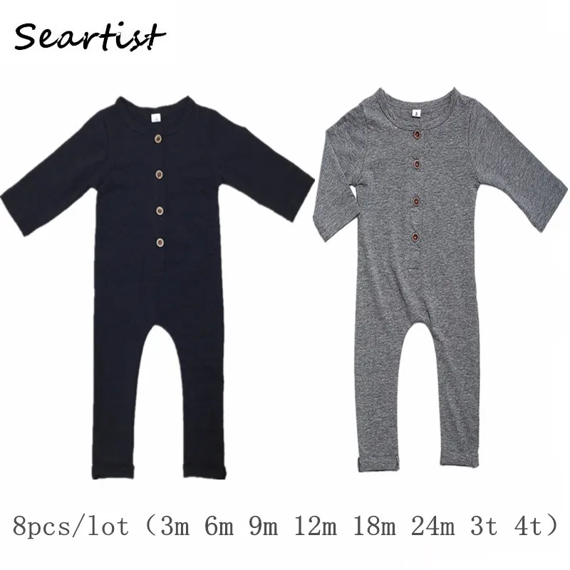 

Seartist Wholesale Baby Boys Rompers Newborn Plain Black Gray Jumpsuit Bebes Body Suit Jumper Kids Pajamas 8Pcs/Lot 2022 New 35