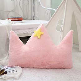 Pink crown L Фэнтези желтая звезда Луна Корона сердце форма плюшевая подушка мягкая подушка для дивана стула подушка из искусственного меха кролика спинка для кормящих девочек - Цвет: Pink crown L