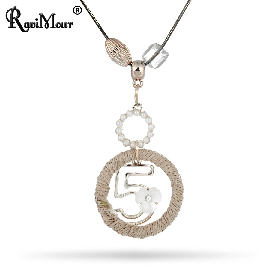 RAVIMOUR новинка длинное ожерелье с цифрой 5 s & подвеска готический пеньковый Канат