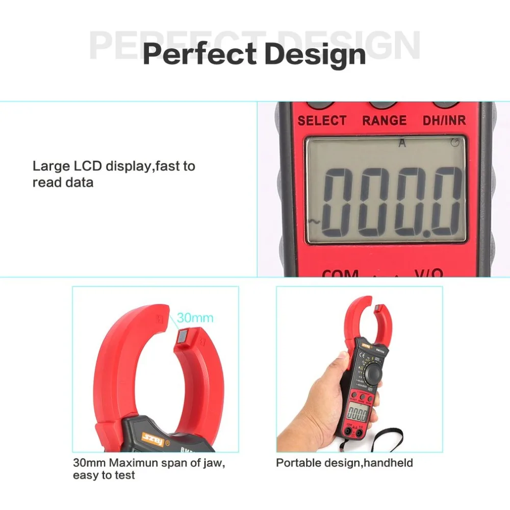 BM5268 Handheld Digital Clamp Meter Multimeter True RMS AC/DC Volt Amp Ohm Capacitance Frequency Temperature Diode Tester | Инструменты