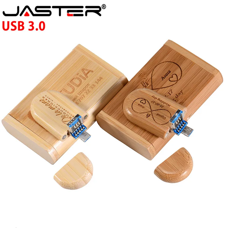 JASTER деревянный+ в коробке флеш-накопитель USB 3,0 pendrive 4GB 16GB 32G 64GB 128GB U диск подарок(более 10 шт бесплатный логотип) интерфейс 2 в 1