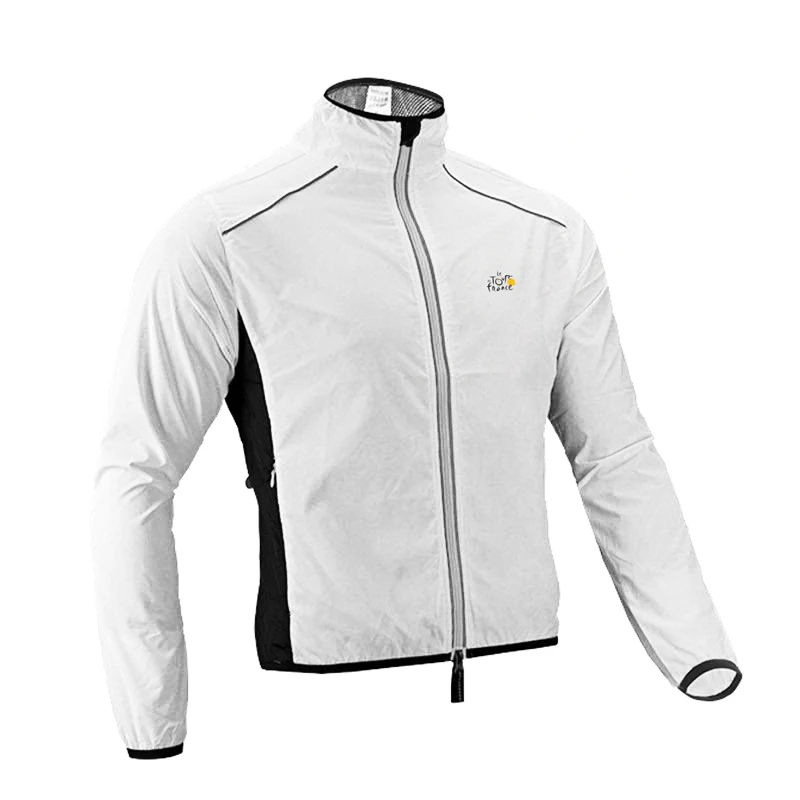 Jacket White ROCKBROS куртка для бега ветрозащитный жилет для велоспорта Спортивный Плащ Джерси для пешего туризма непромокаемая УФ-защита быстросохнущее пальто зимнее для мужчин - Цвет: Jacket White