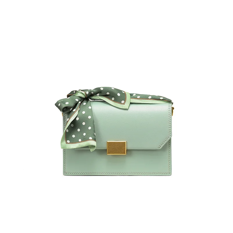 Mint green DOYUTIG свежий стиль Женская мятно-зеленая натуральная кожа Мини Лоскут леди Прекрасный натуральная коровья кожа Scarve ремень сумки через плечо F651 - Цвет: Mint green