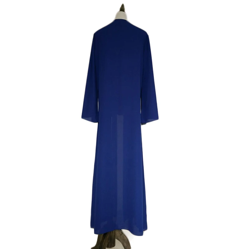 Мусульманский с длинным рукавом Макси платье абайя сплошной цвет Исламская