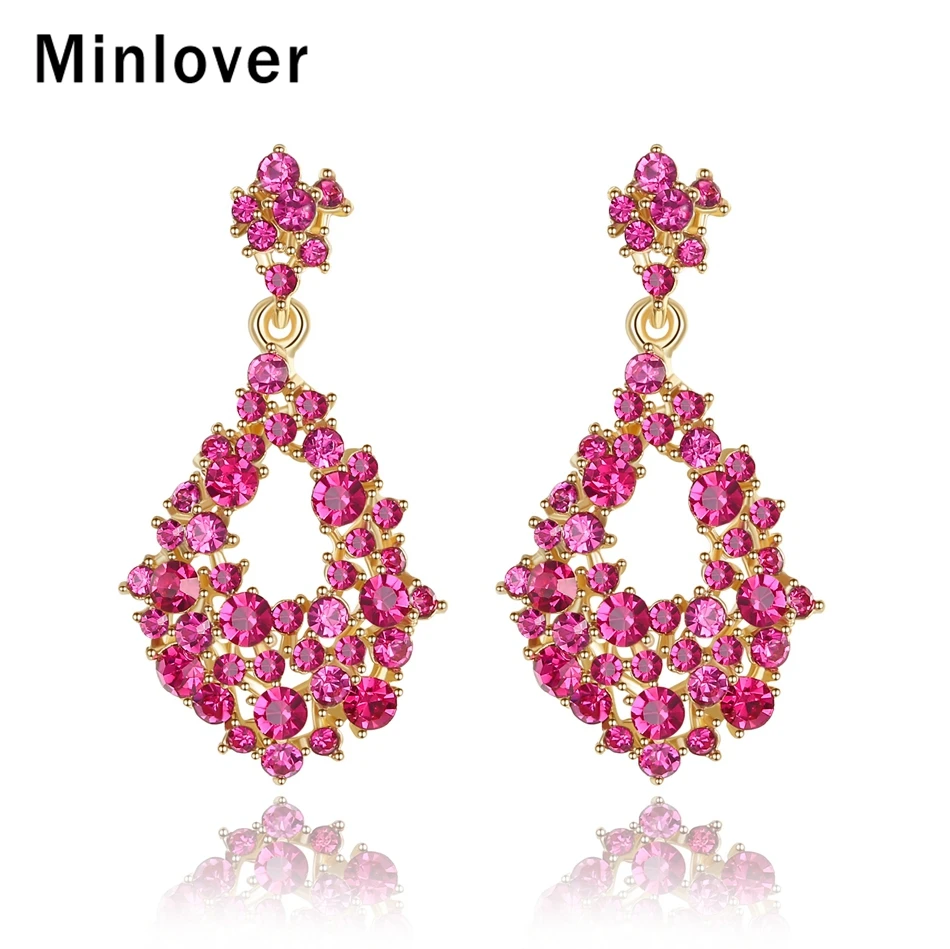 Minlover, массивные серьги-капли с черными кристаллами для женщин, европейские Винтажные висячие серьги с подвеской на выпускной, свадебные ювелирные изделия MEH1142