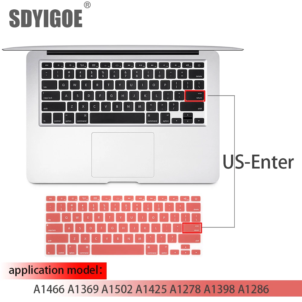 Силиконовый чехол для клавиатуры ноутбука защитная цветная пленка macbook Air13 retina15 13