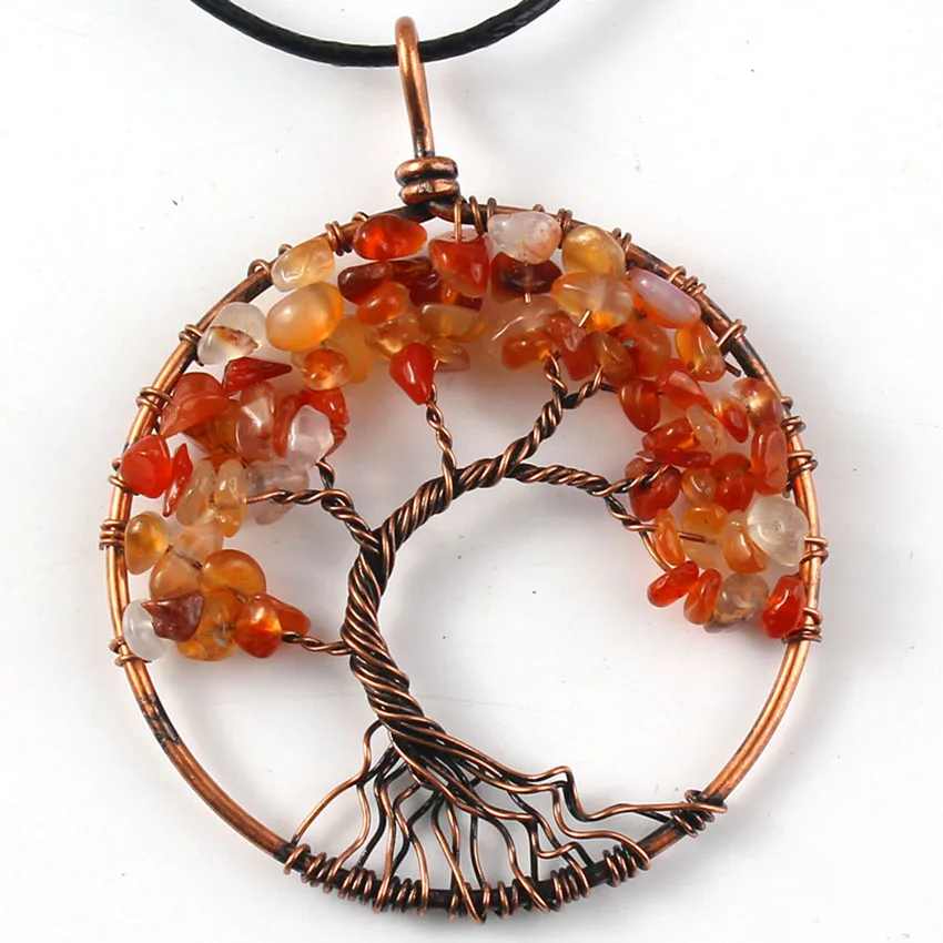 

100-Unique 1 Pcc Personalized Copper Plated Wire Wrapped Carnelian Stone Pendant Necklace Ethnic Jewelry