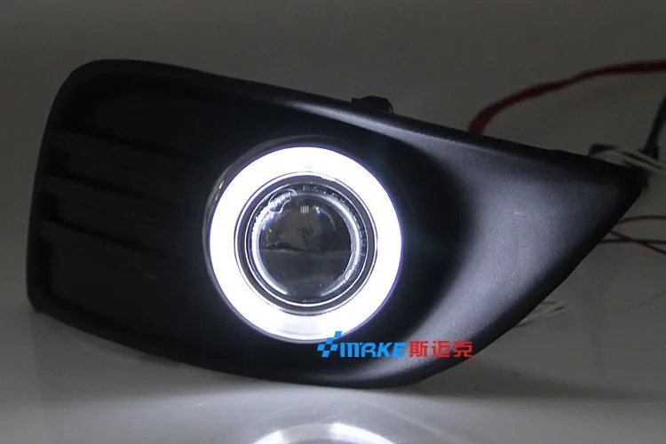 

eOsuns Innovative COB angel eye led daytime running light DRL + halogen Fog Light + Projector Lens for ford focus sedan