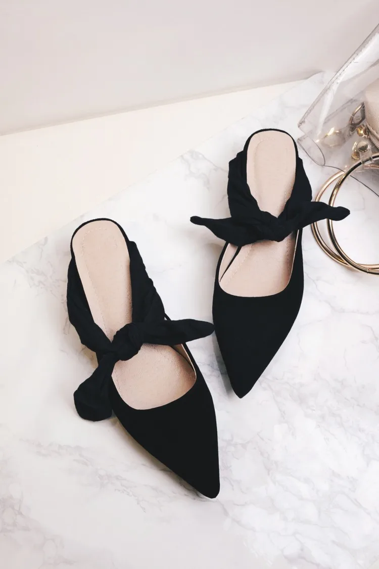 Effgt/Женская обувь без задника женская на каблуке рюмочке с бабочкой низком