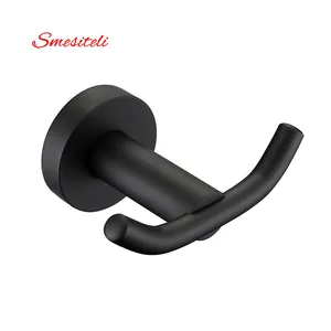 Прочный Крючок для халата Smesiteli, настенный крючок для ванной комнаты, вешалка для полотенец, матовое покрытие черного цвета, нержавеющая сталь Sus304