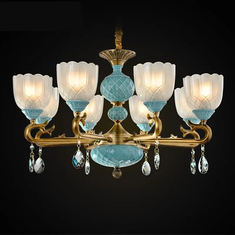 Люстра медная Хрустальная в стиле американских ретро средиземноморских люстр