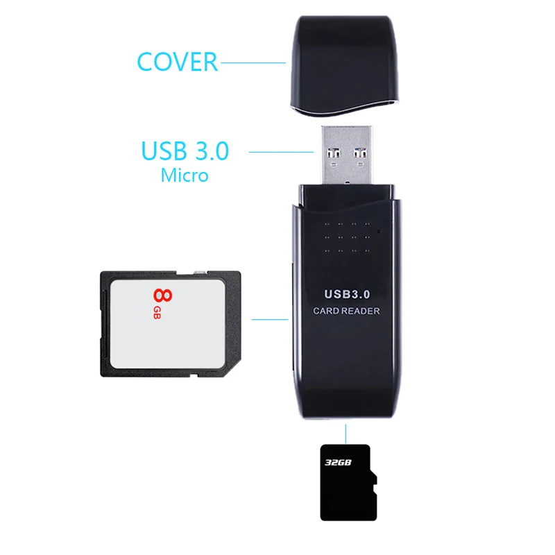 Многофункциональный кардридер Мини Портативный USB3.0 порт высокоскоростной 2 в 1 кардридер для SD TF Micro SD карты настольный ноутбук ПК