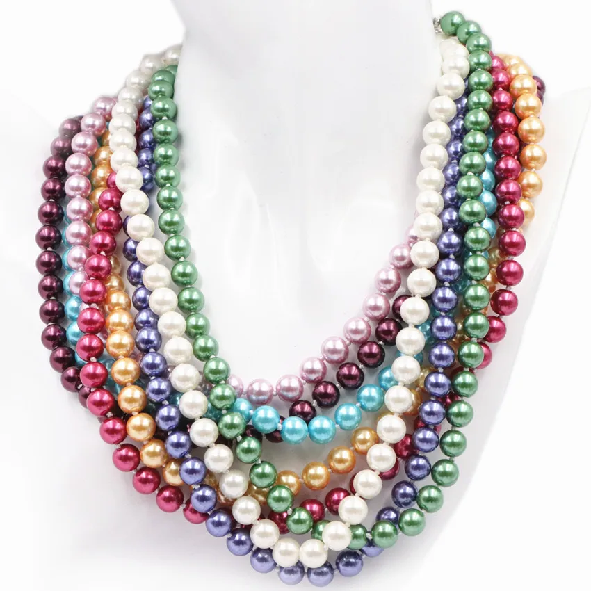 Трендовое короткое ожерелье с цепочкой стеклянные жемчужные ожерелья ювелирные