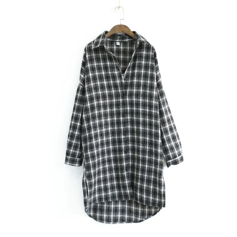 Женская длинная рубашка в клетку GEMUTLICH красная черная шерстяная блузка с