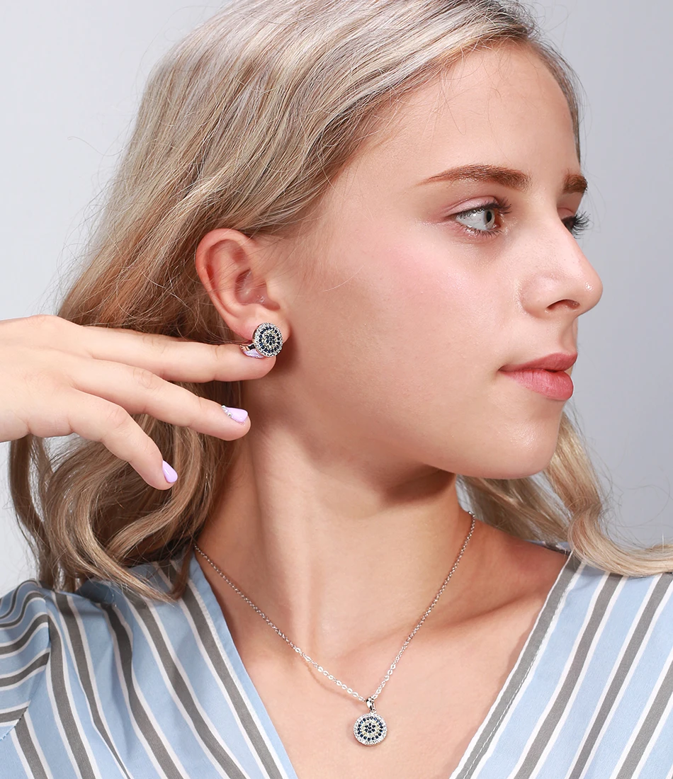 ORSA JEWELS подвески для женщин круглой формы AAA красочный ослепительный фианит зубец Установка 45 см цепочка ожерелье девушки подарок на день рождения ON147