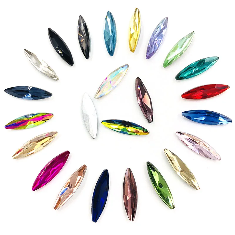 Хит продаж стеклянные острые стразы в форме конского глаза 4 х15 мм Стразы с острым