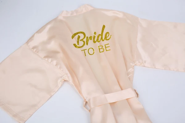 champagne 1pc Sisbigdey/комплект из 3 предметов для невесты; халат; тапочки; Атласный халат с поясом; женские блестящие золотые вечерние кимоно для невесты - Цвет: champagne 1pc