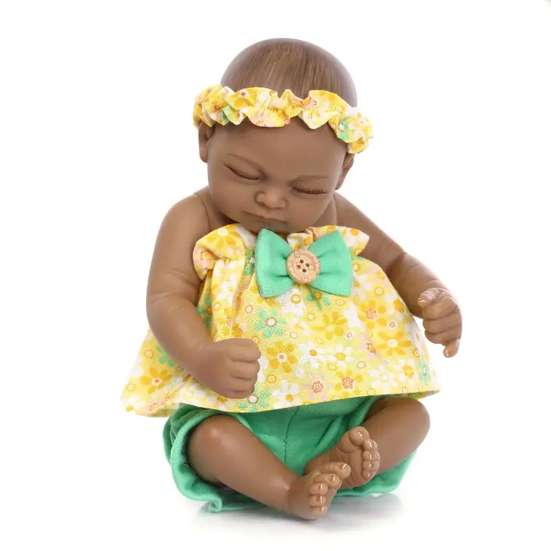 NPK афроамериканец Черный кожи Bebe Reborn Детские близнецов Куклы Силиконовые 27 см