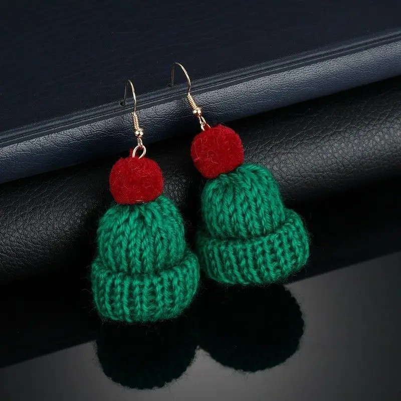 Зимний женский Рождественский подарок шапка висячие серьги Шерсть Мех Шар ушной